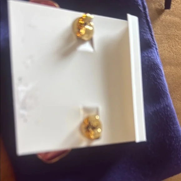 Tory Burch Pink and Gold Floral Earrings - Picture 2 of 3